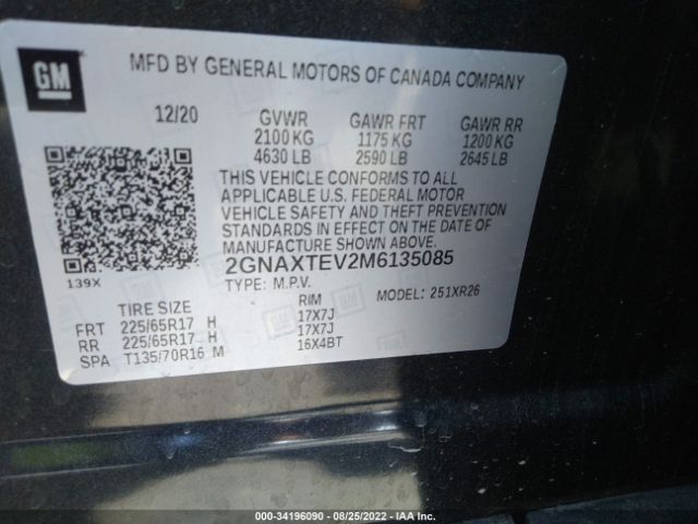 Photo 8 VIN: 2GNAXTEV2M6135085 - CHEVROLET EQUINOX 