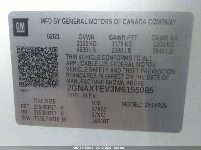 Photo 8 VIN: 2GNAXTEV3M6155085 - CHEVROLET EQUINOX 