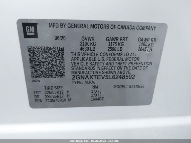 Photo 8 VIN: 2GNAXTEV5L6248592 - CHEVROLET EQUINOX 