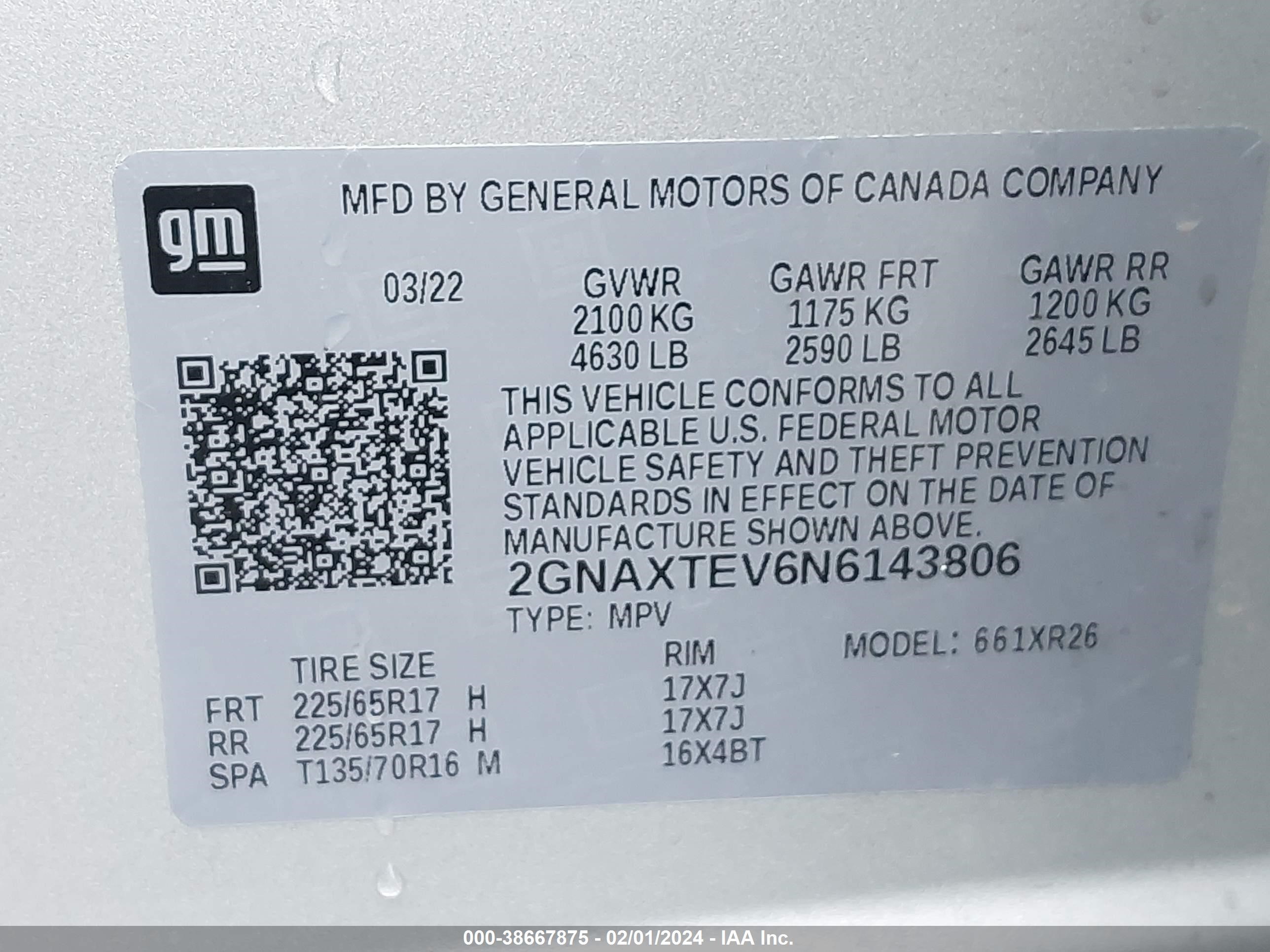 Photo 8 VIN: 2GNAXTEV6N6143806 - CHEVROLET EQUINOX 