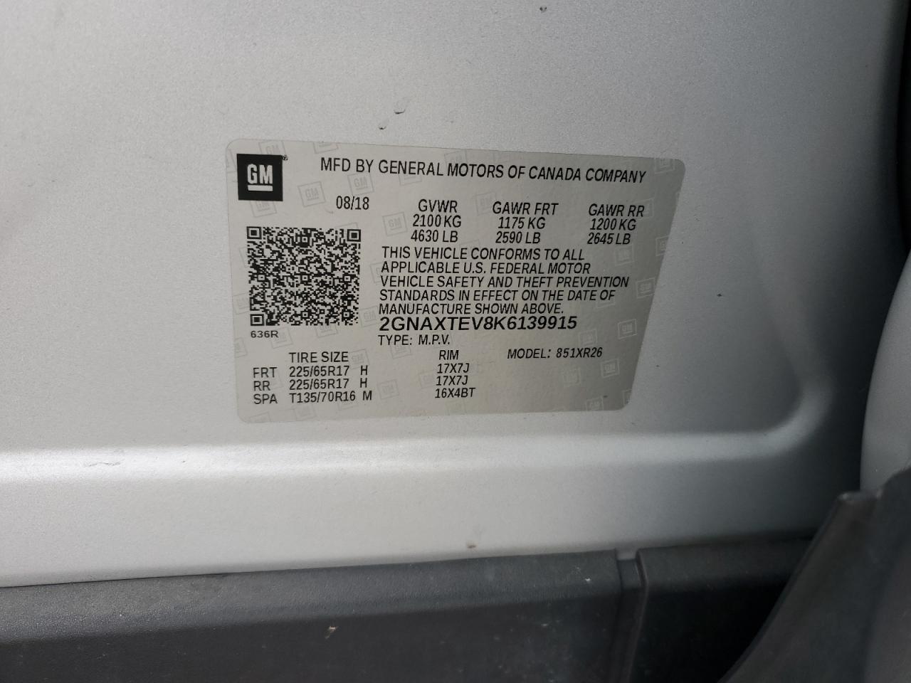 Photo 11 VIN: 2GNAXTEV8K6139915 - CHEVROLET EQUINOX 