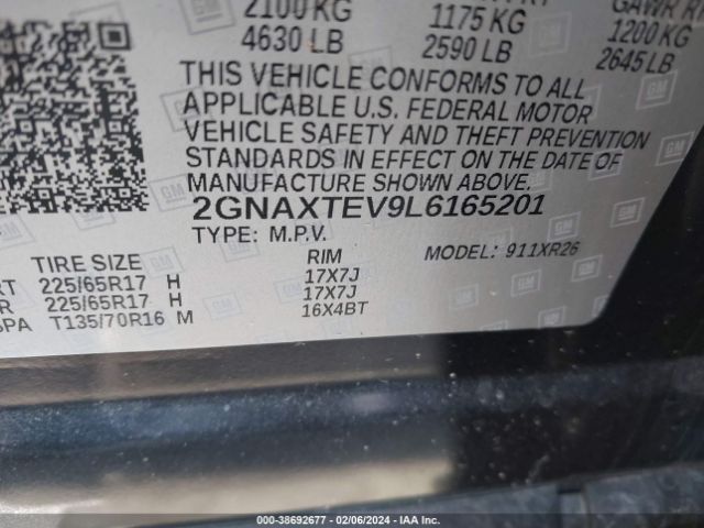 Photo 8 VIN: 2GNAXTEV9L6165201 - CHEVROLET EQUINOX 