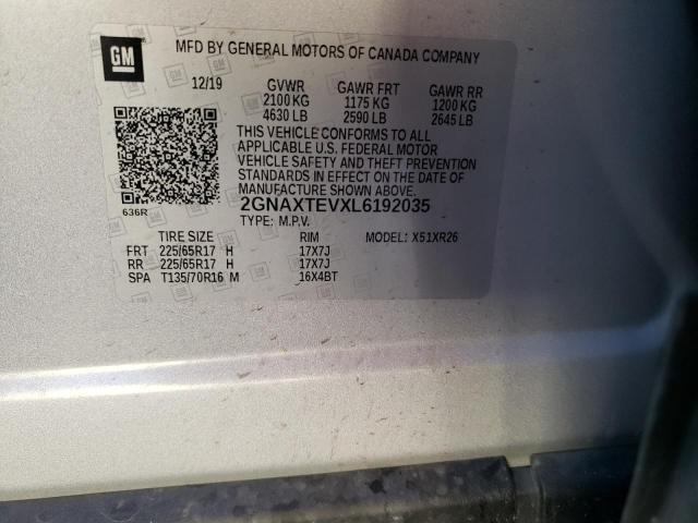 Photo 9 VIN: 2GNAXTEVXL6192035 - CHEVROLET EQUINOX LT 