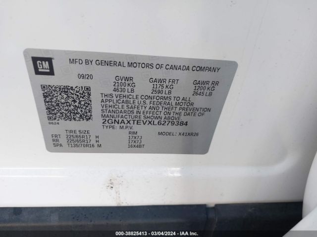 Photo 8 VIN: 2GNAXTEVXL6279384 - CHEVROLET EQUINOX 