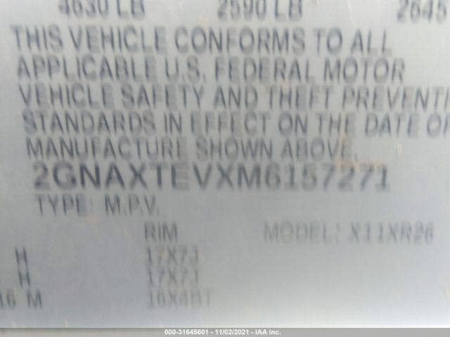 Photo 8 VIN: 2GNAXTEVXM6157271 - CHEVROLET EQUINOX 