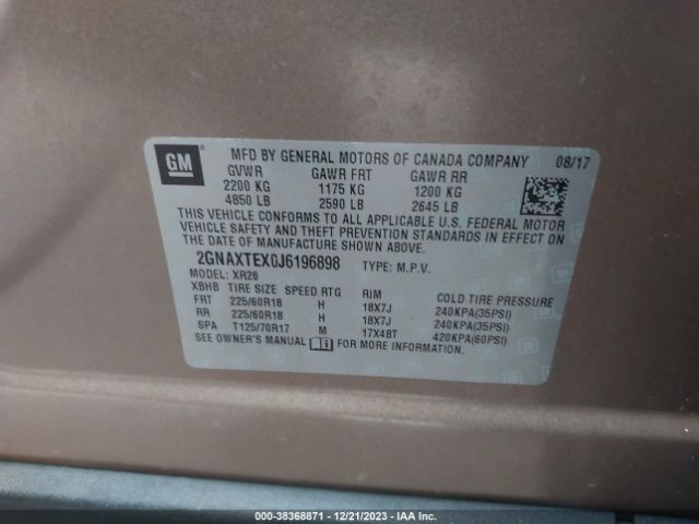 Photo 8 VIN: 2GNAXTEX0J6196898 - CHEVROLET EQUINOX 