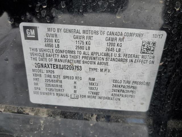 Photo 13 VIN: 2GNAXTEX0J6209763 - CHEVROLET EQUINOX LS 