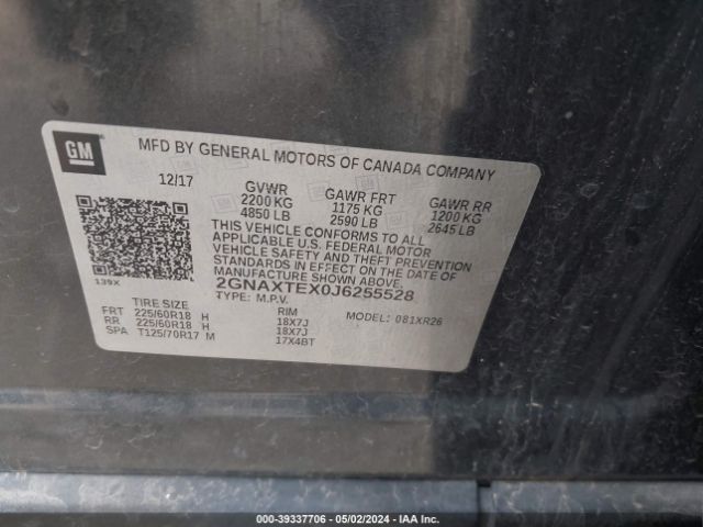 Photo 8 VIN: 2GNAXTEX0J6255528 - CHEVROLET EQUINOX 