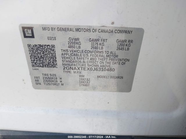 Photo 8 VIN: 2GNAXTEX0J6310480 - CHEVROLET EQUINOX 