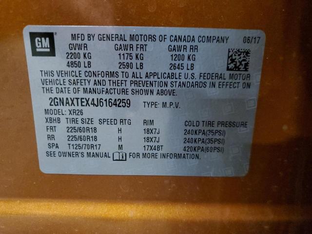 Photo 9 VIN: 2GNAXTEX4J6164259 - CHEVROLET EQUINOX LT 