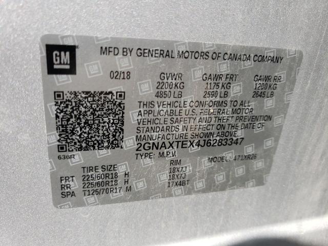 Photo 12 VIN: 2GNAXTEX4J6283347 - CHEVROLET EQUINOX LT 