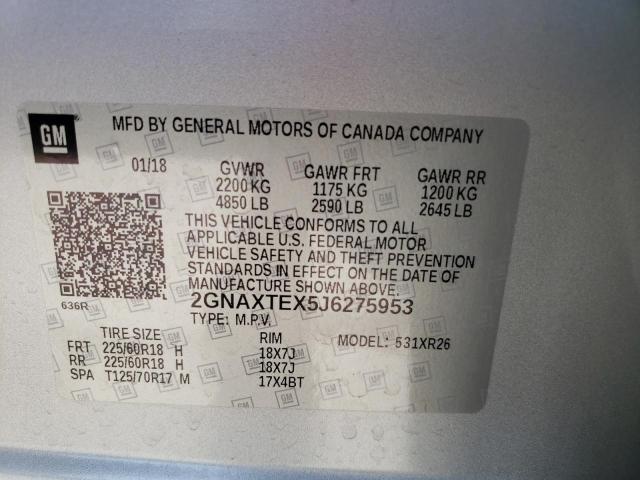 Photo 9 VIN: 2GNAXTEX5J6275953 - CHEVROLET EQUINOX LT 