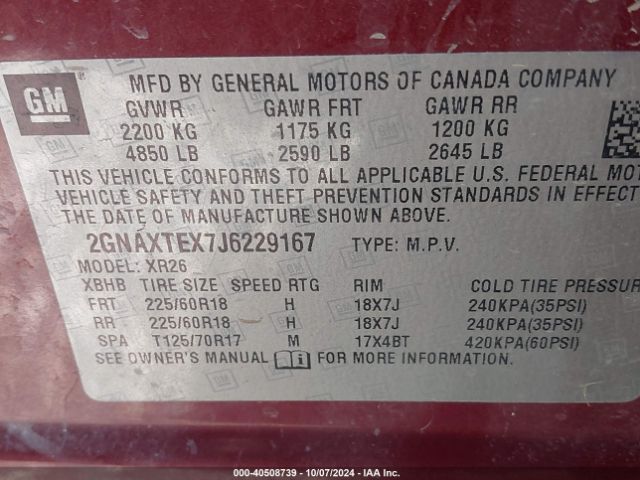 Photo 8 VIN: 2GNAXTEX7J6229167 - CHEVROLET EQUINOX 