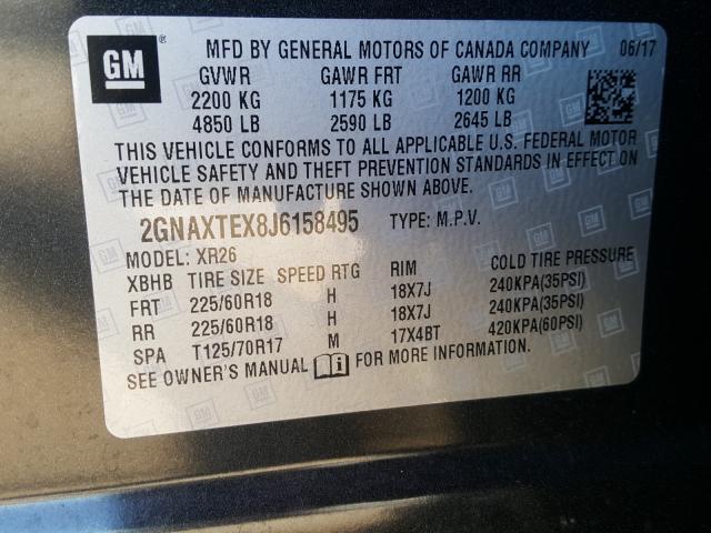 Photo 9 VIN: 2GNAXTEX8J6158495 - CHEVROLET EQUINOX LT 