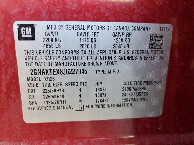 Photo 12 VIN: 2GNAXTEX8J6227945 - CHEVROLET EQUINOX LT 