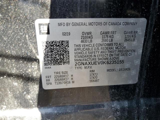 Photo 12 VIN: 2GNAXUEV0K6235155 - CHEVROLET EQUINOX LT 