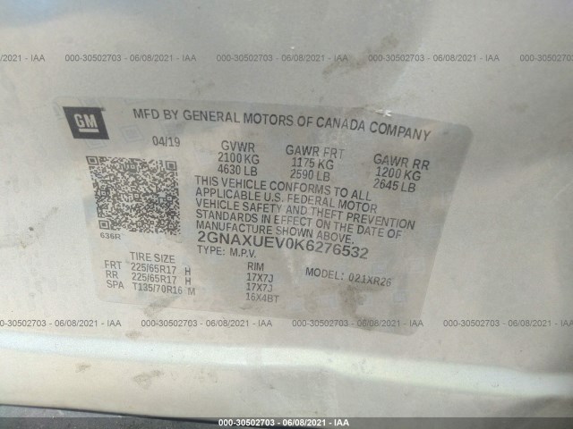 Photo 8 VIN: 2GNAXUEV0K6276532 - CHEVROLET EQUINOX 