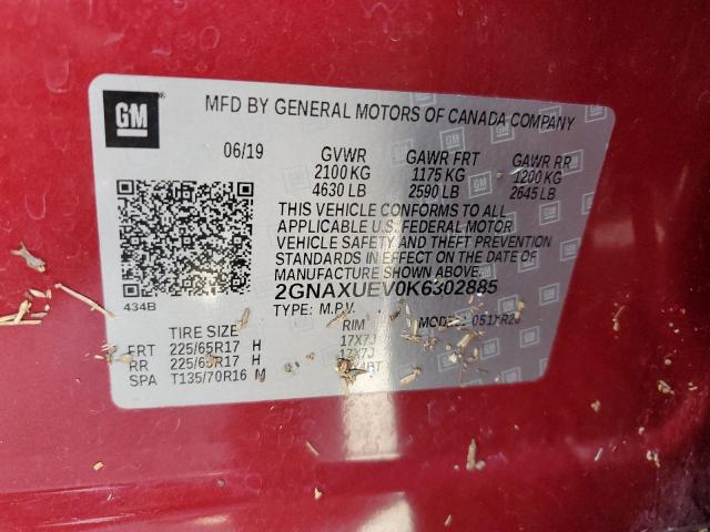 Photo 12 VIN: 2GNAXUEV0K6302885 - CHEVROLET EQUINOX 