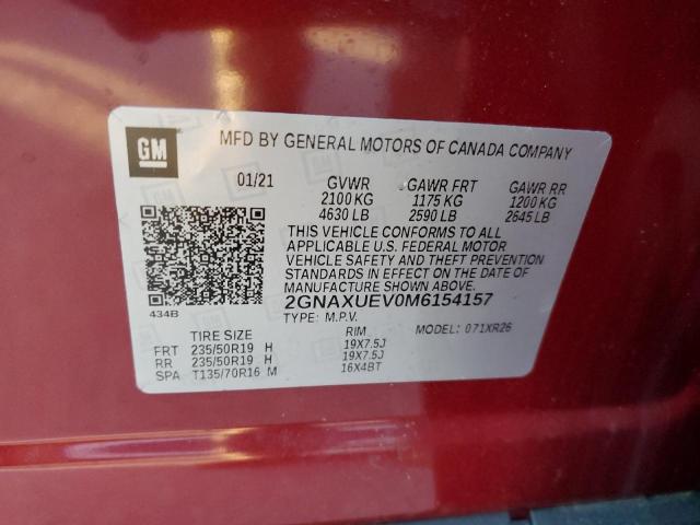 Photo 12 VIN: 2GNAXUEV0M6154157 - CHEVROLET EQUINOX LT 