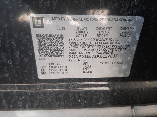 Photo 9 VIN: 2GNAXUEV1K6127837 - CHEVROLET EQUINOX LT 