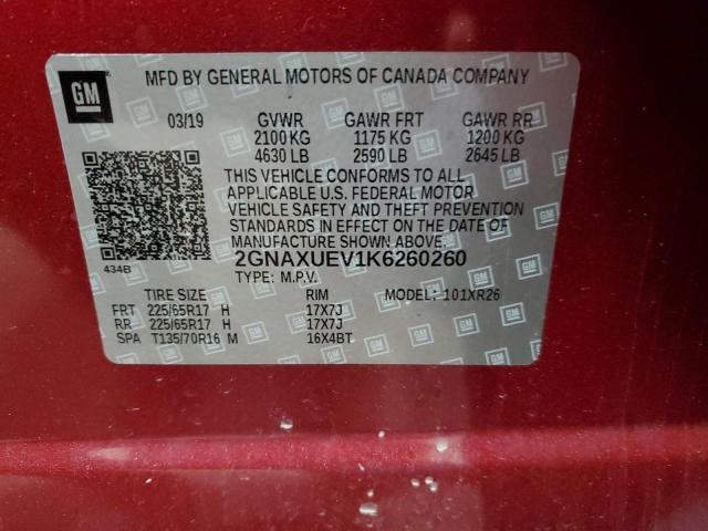 Photo 13 VIN: 2GNAXUEV1K6260260 - CHEVROLET EQUINOX LT 