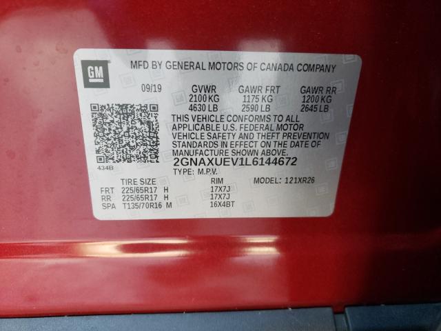 Photo 9 VIN: 2GNAXUEV1L6144672 - CHEVROLET EQUINOX LT 