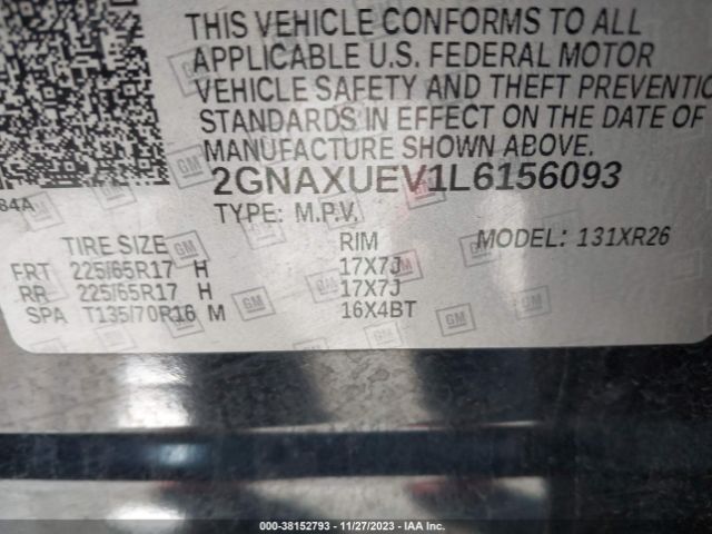 Photo 8 VIN: 2GNAXUEV1L6156093 - CHEVROLET EQUINOX 