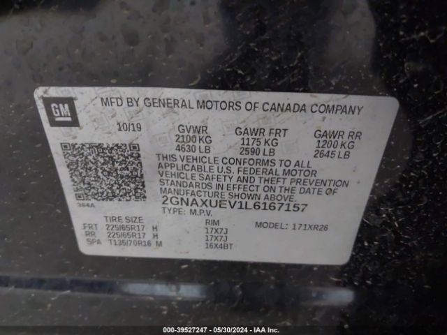 Photo 8 VIN: 2GNAXUEV1L6167157 - CHEVROLET EQUINOX 