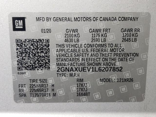 Photo 12 VIN: 2GNAXUEV1L6207852 - CHEVROLET EQUINOX LT 