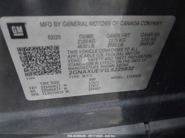 Photo 8 VIN: 2GNAXUEV1L6225932 - CHEVROLET EQUINOX 