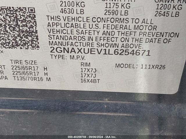 Photo 8 VIN: 2GNAXUEV1L6254671 - CHEVROLET EQUINOX 