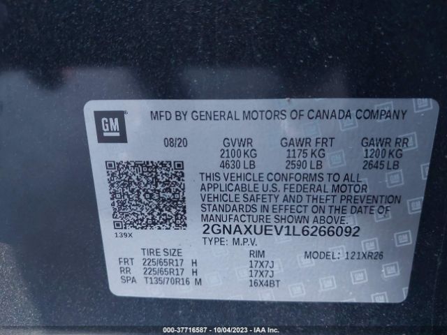 Photo 8 VIN: 2GNAXUEV1L6266092 - CHEVROLET EQUINOX 