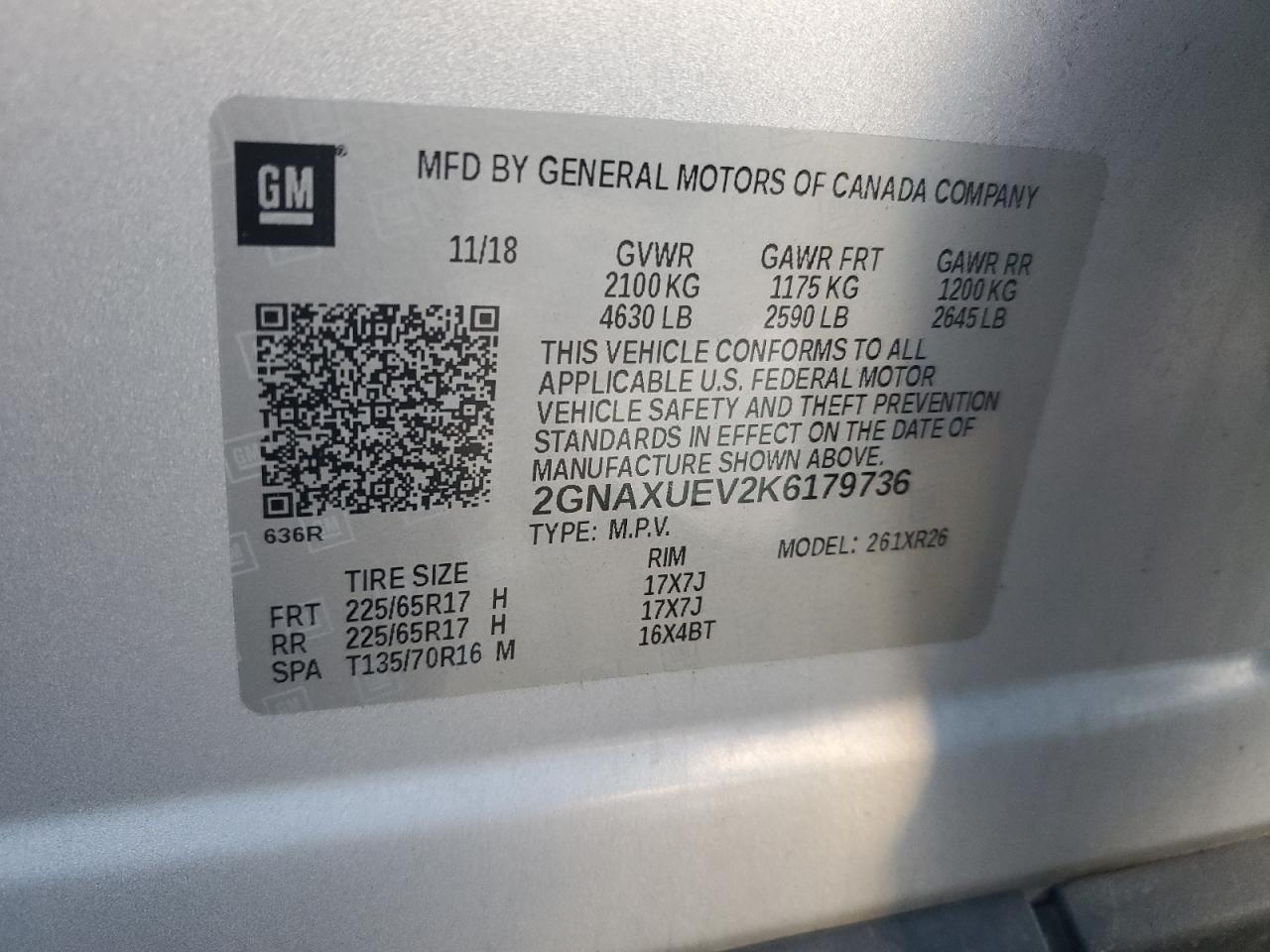 Photo 11 VIN: 2GNAXUEV2K6179736 - CHEVROLET EQUINOX 