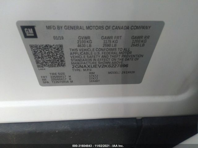 Photo 8 VIN: 2GNAXUEV2K6227896 - CHEVROLET EQUINOX 