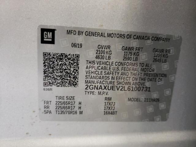 Photo 12 VIN: 2GNAXUEV2L6100731 - CHEVROLET EQUINOX LT 