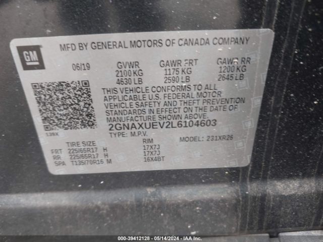 Photo 8 VIN: 2GNAXUEV2L6104603 - CHEVROLET EQUINOX 