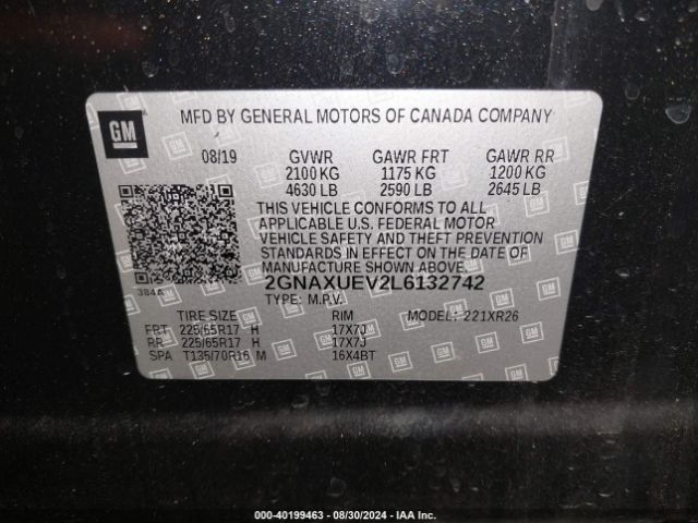 Photo 8 VIN: 2GNAXUEV2L6132742 - CHEVROLET EQUINOX 