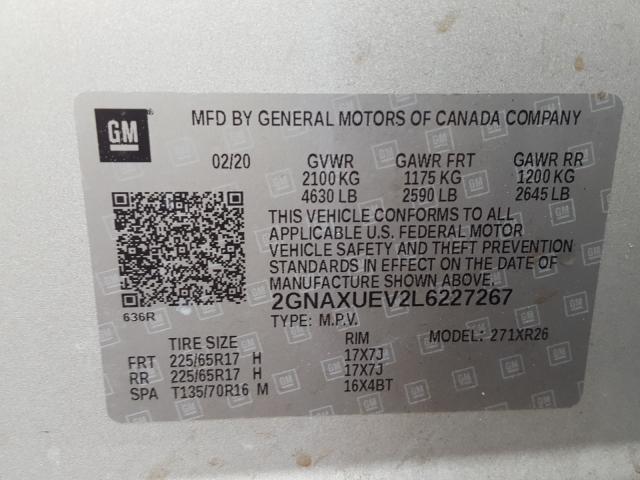 Photo 9 VIN: 2GNAXUEV2L6227267 - CHEVROLET EQUINOX LT 