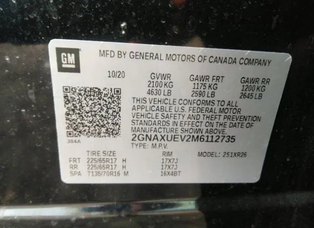 Photo 8 VIN: 2GNAXUEV2M6112735 - CHEVROLET EQUINOX 