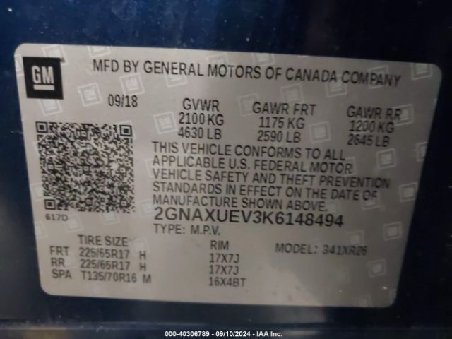 Photo 8 VIN: 2GNAXUEV3K6148494 - CHEVROLET EQUINOX 