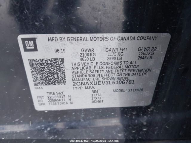 Photo 8 VIN: 2GNAXUEV3L6106781 - CHEVROLET EQUINOX 