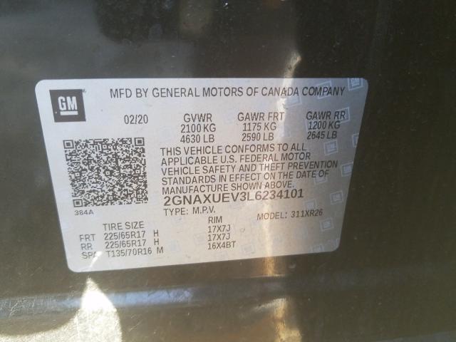 Photo 9 VIN: 2GNAXUEV3L6234101 - CHEVROLET EQUINOX LT 