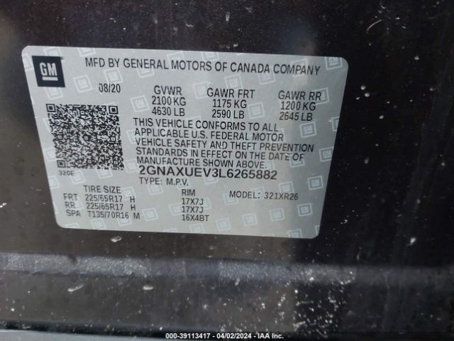 Photo 8 VIN: 2GNAXUEV3L6265882 - CHEVROLET EQUINOX 