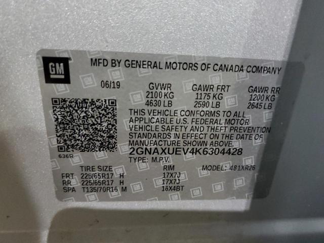 Photo 12 VIN: 2GNAXUEV4K6304428 - CHEVROLET EQUINOX LT 