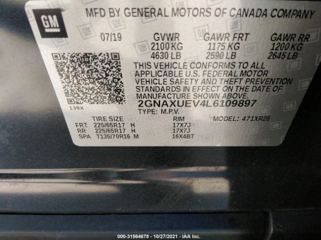 Photo 8 VIN: 2GNAXUEV4L6109897 - CHEVROLET EQUINOX 