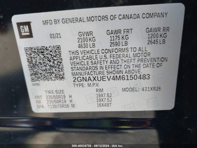 Photo 8 VIN: 2GNAXUEV4M6150483 - CHEVROLET EQUINOX 