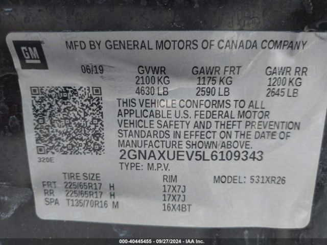 Photo 8 VIN: 2GNAXUEV5L6109343 - CHEVROLET EQUINOX 