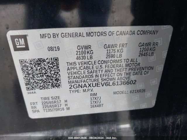 Photo 8 VIN: 2GNAXUEV6L6136602 - CHEVROLET EQUINOX 