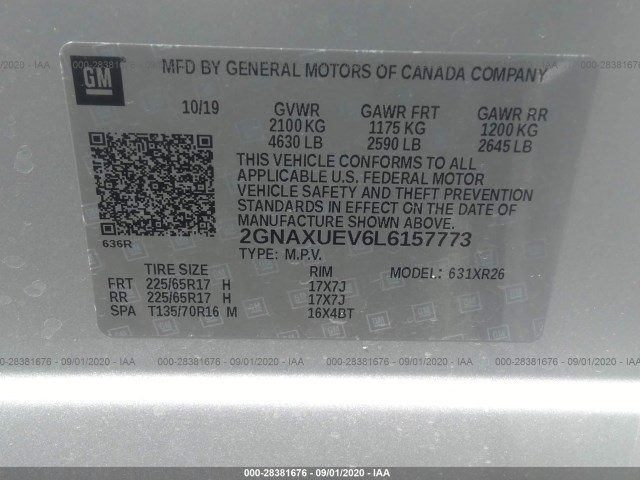 Photo 8 VIN: 2GNAXUEV6L6157773 - CHEVROLET EQUINOX 