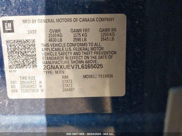 Photo 8 VIN: 2GNAXUEV7L6165025 - CHEVROLET EQUINOX 